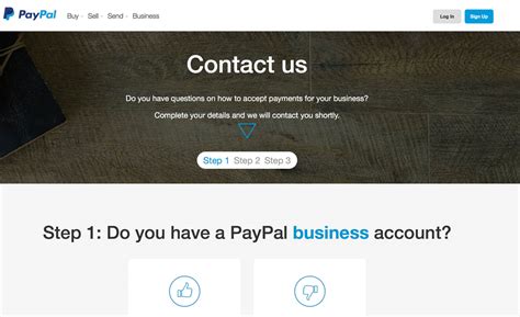 paypal contact us page.